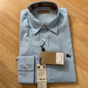 Burberry Blue Dress Shirt Classic Style